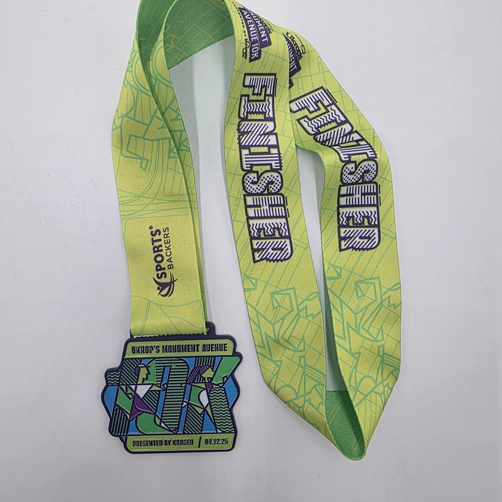 Ukrop's Monument Avenue 10k 2025 Finisher Medal Kroger Sports Backers Green